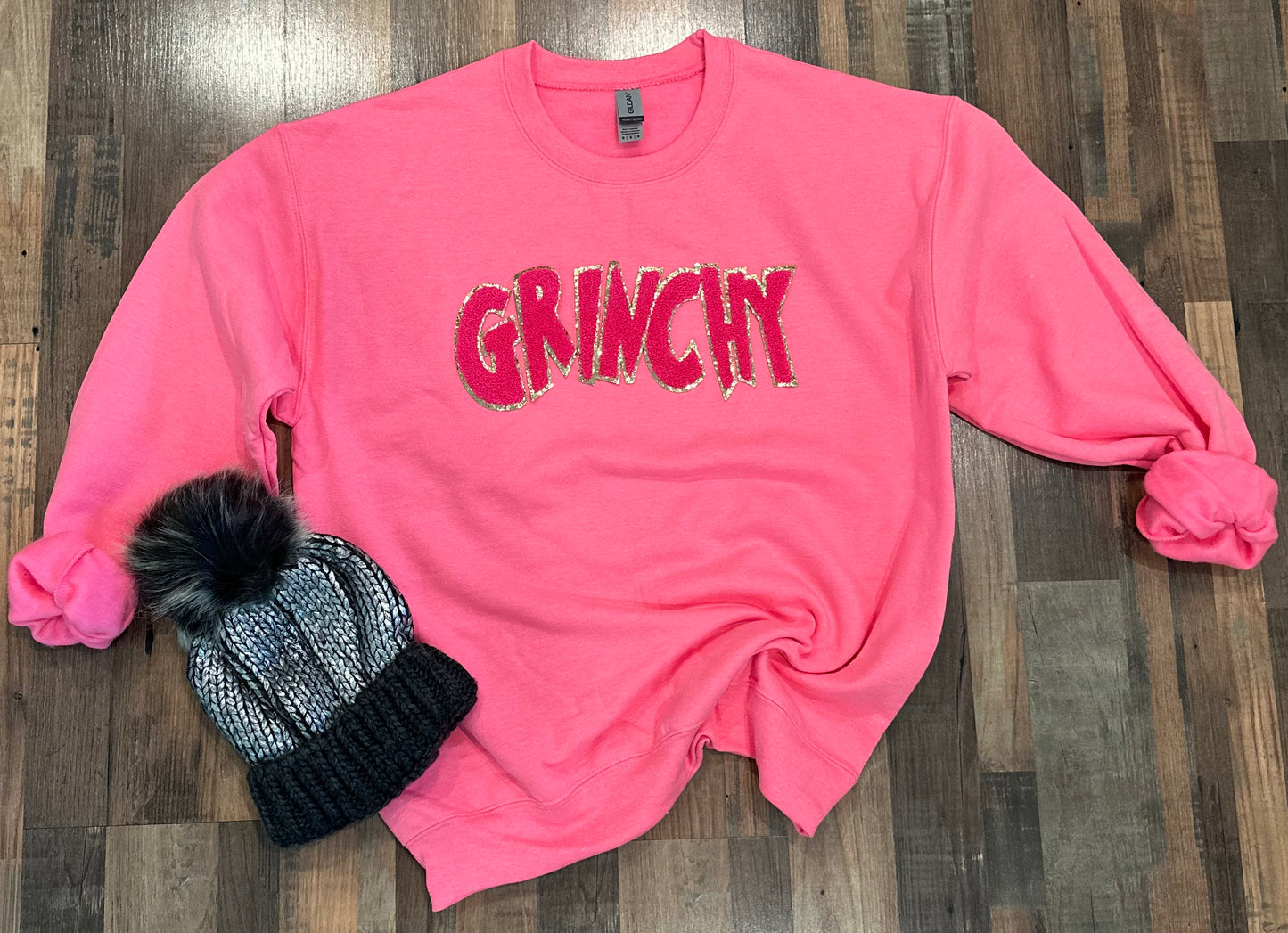 CHENILLE PATCH GRINCHY CREWNECK