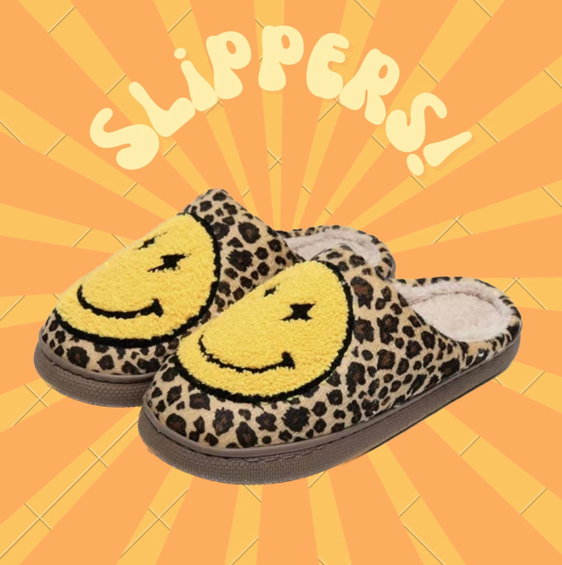 LEOPARD SMILEY SLIPPERS