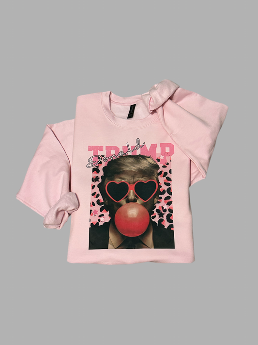 TRUMP WITH PINK BUBBLE CREWNECK