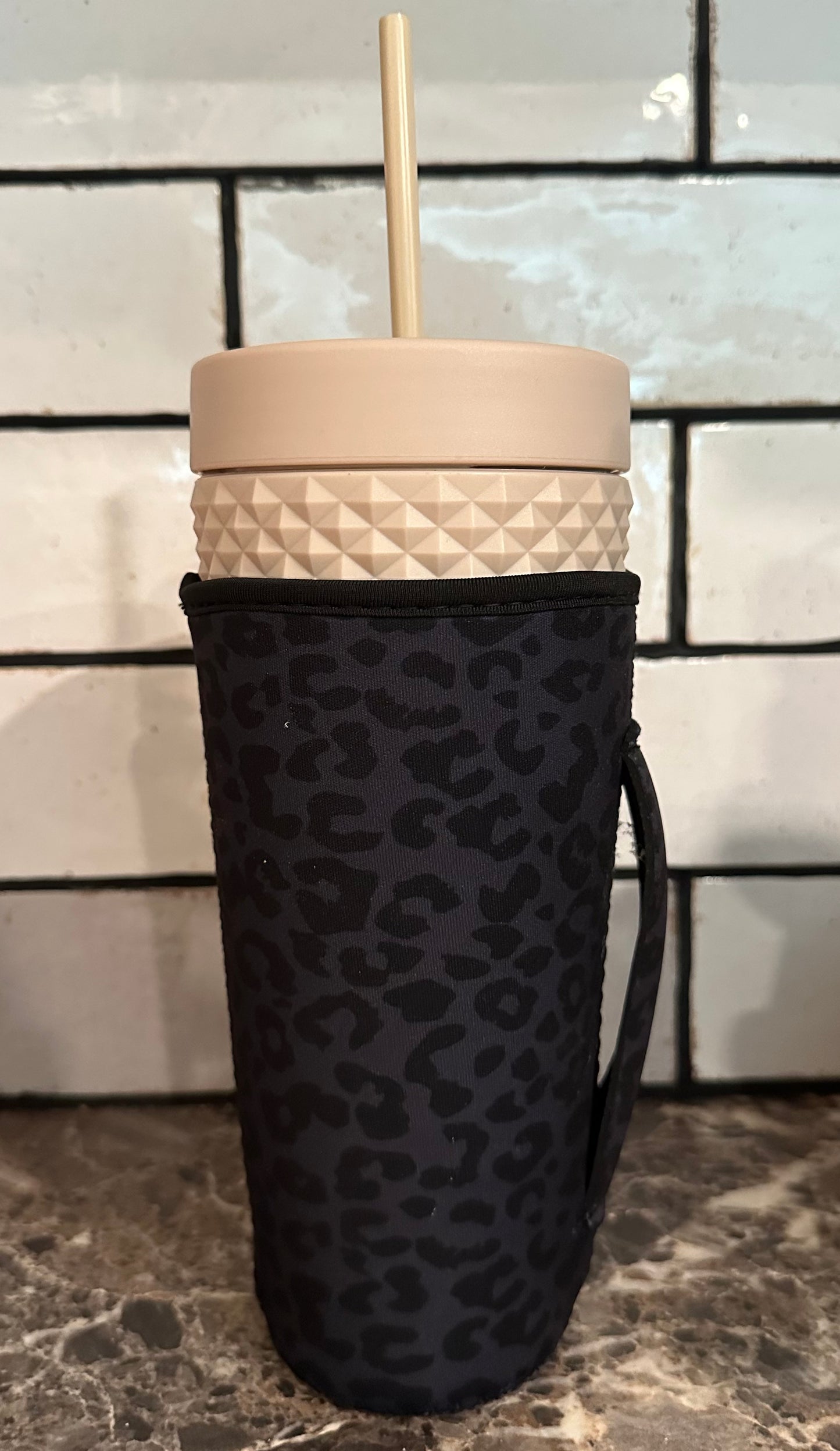 BLACK LEOPARD NEOPRENE INSULATED CUP SLEEVE- 30oz.