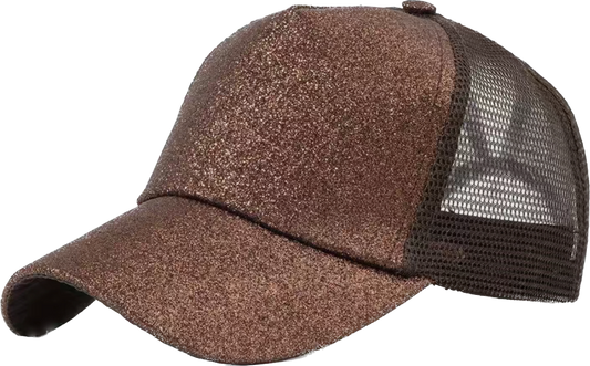GLITTER TRUCKER PONYTAIL HAT (2 COLORS)