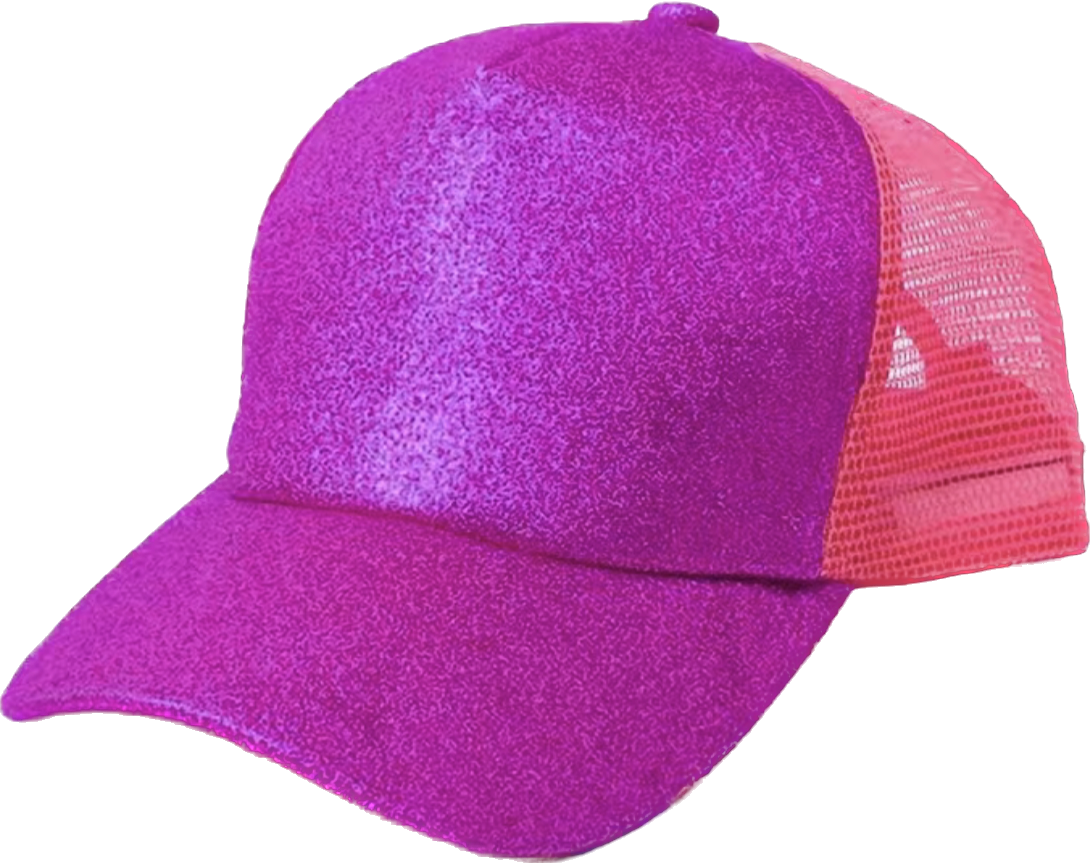 GLITTER TRUCKER PONYTAIL HAT (2 COLORS)