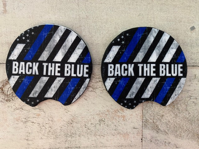 BACK THE BLUE CAR COASTERS