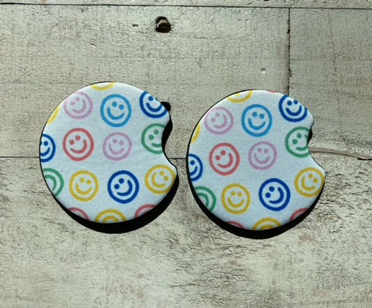 MULTI-COLOR SMILEY CAR COASTER