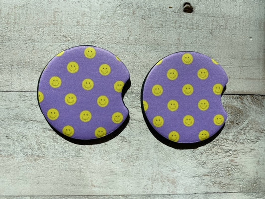 YELLOW SMILEY CAR COASTER